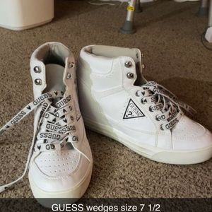 Guess white wedge sneakers size 7 1/2 women’s